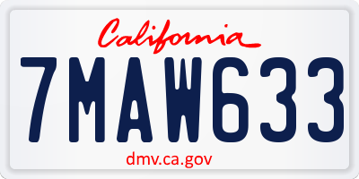 CA license plate 7MAW633