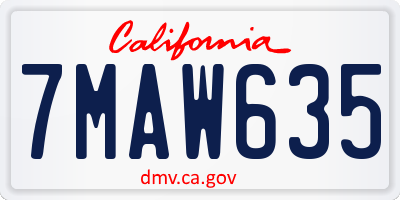 CA license plate 7MAW635