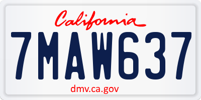CA license plate 7MAW637