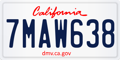 CA license plate 7MAW638