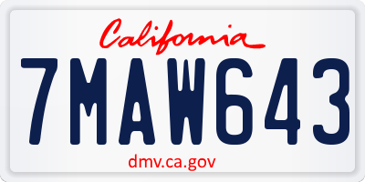CA license plate 7MAW643