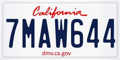 CA license plate 7MAW644