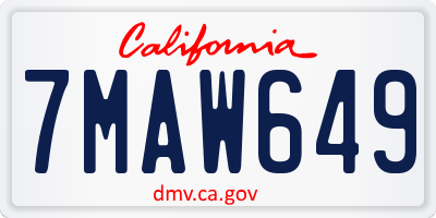 CA license plate 7MAW649