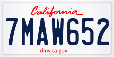 CA license plate 7MAW652