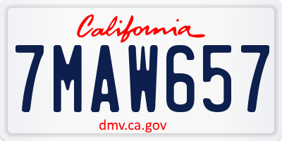 CA license plate 7MAW657