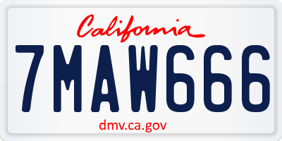 CA license plate 7MAW666