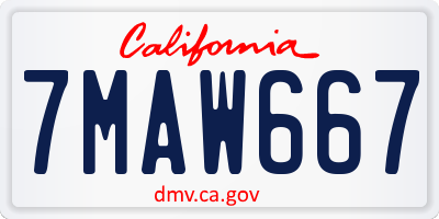 CA license plate 7MAW667