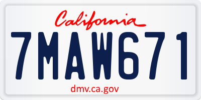 CA license plate 7MAW671