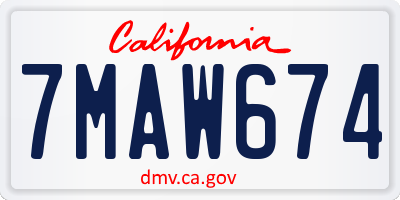 CA license plate 7MAW674