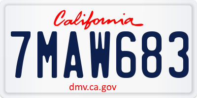 CA license plate 7MAW683
