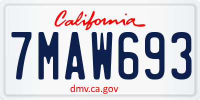 CA license plate 7MAW693