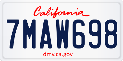 CA license plate 7MAW698