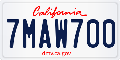 CA license plate 7MAW700