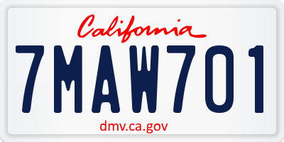 CA license plate 7MAW701