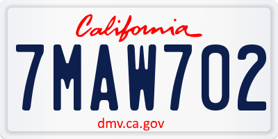 CA license plate 7MAW702