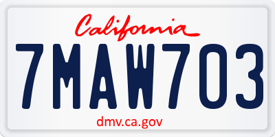 CA license plate 7MAW703