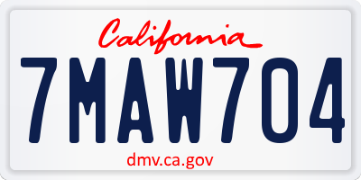 CA license plate 7MAW704