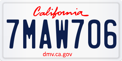 CA license plate 7MAW706