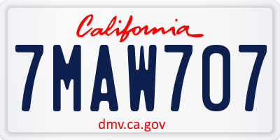 CA license plate 7MAW707
