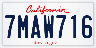 CA license plate 7MAW716
