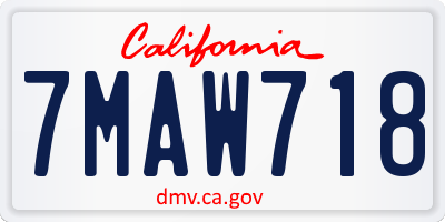 CA license plate 7MAW718