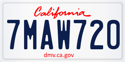 CA license plate 7MAW720
