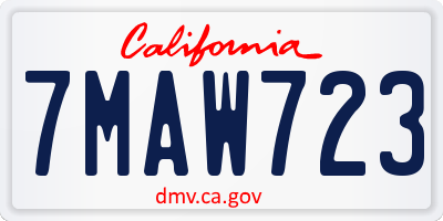 CA license plate 7MAW723