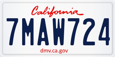 CA license plate 7MAW724