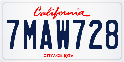 CA license plate 7MAW728