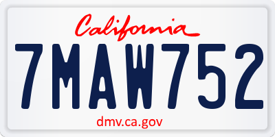 CA license plate 7MAW752