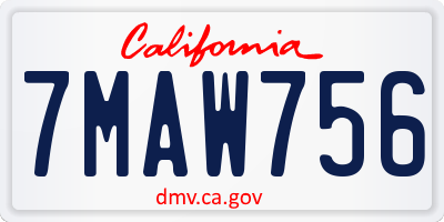 CA license plate 7MAW756