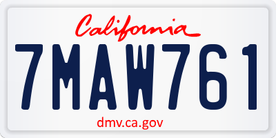 CA license plate 7MAW761
