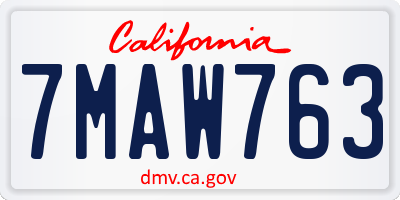 CA license plate 7MAW763