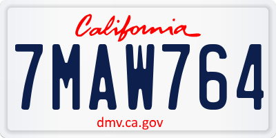 CA license plate 7MAW764