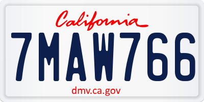 CA license plate 7MAW766
