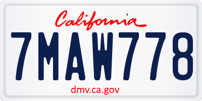 CA license plate 7MAW778