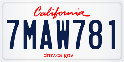 CA license plate 7MAW781