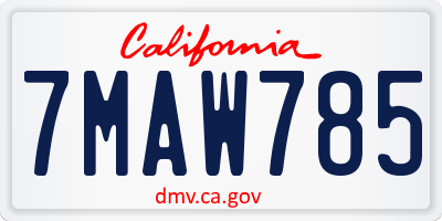 CA license plate 7MAW785