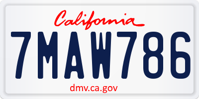 CA license plate 7MAW786