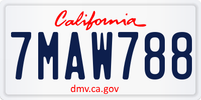 CA license plate 7MAW788