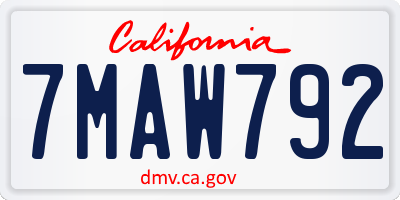 CA license plate 7MAW792