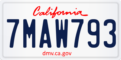 CA license plate 7MAW793