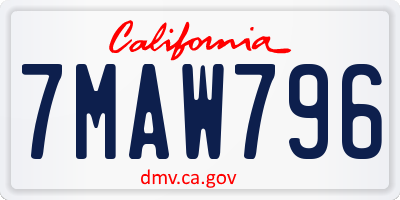 CA license plate 7MAW796
