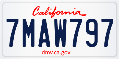 CA license plate 7MAW797