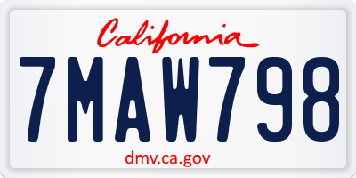 CA license plate 7MAW798