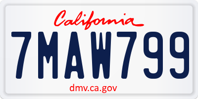 CA license plate 7MAW799