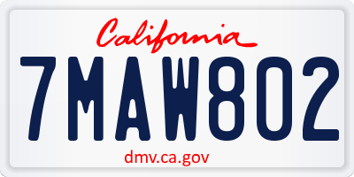 CA license plate 7MAW802
