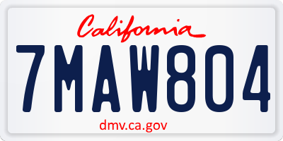 CA license plate 7MAW804