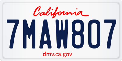 CA license plate 7MAW807