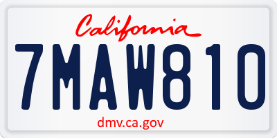 CA license plate 7MAW810